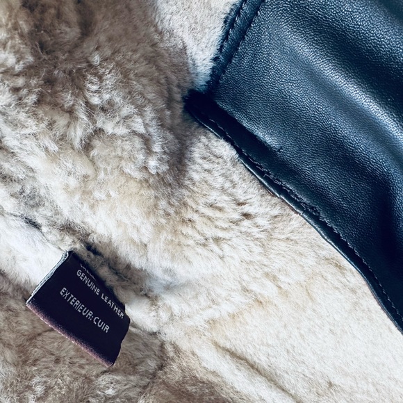 Ugg Genuine Leather Sherpa Lined Aviator Bomber Jacket (see measurements) - Picture 3 of 13